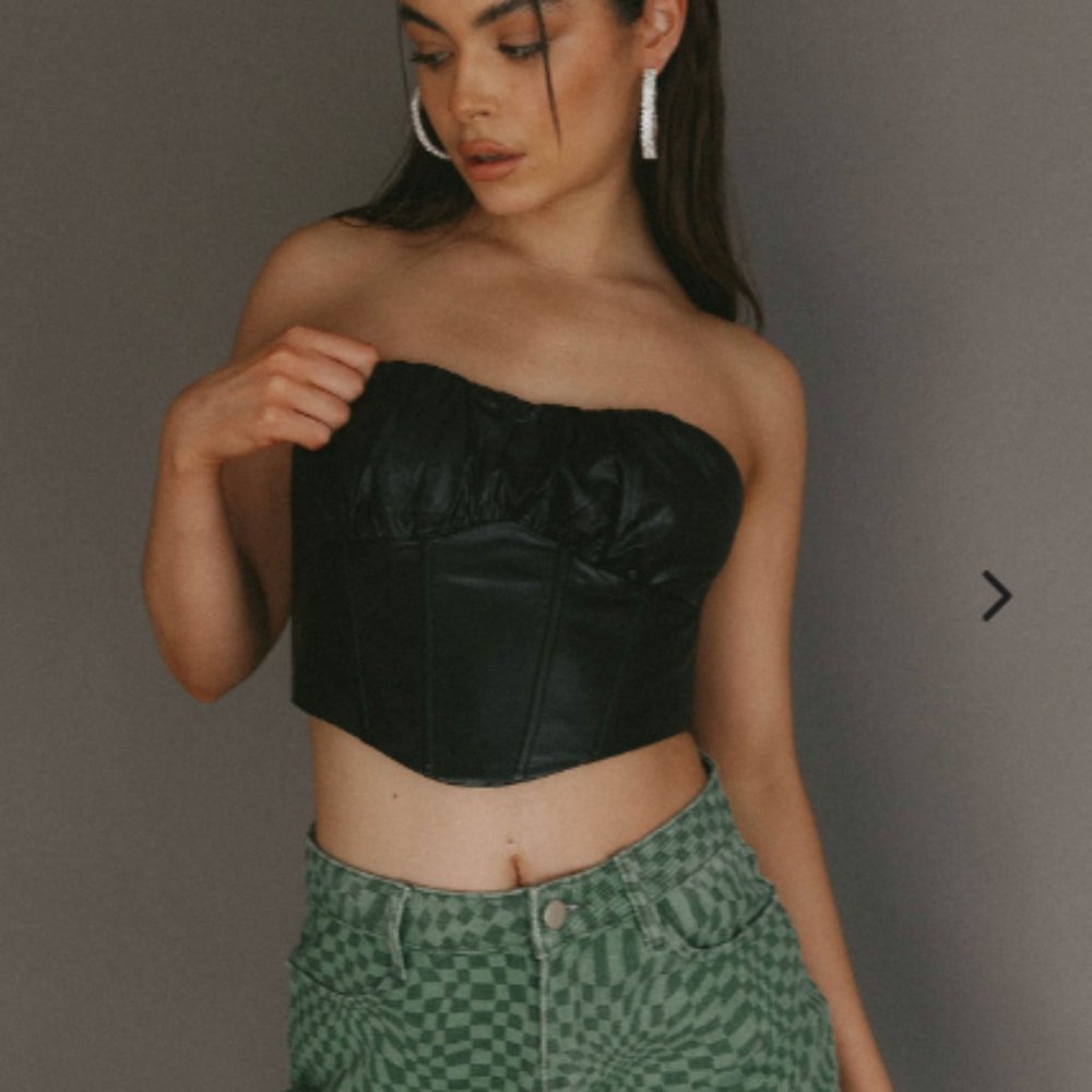 Erikah Strapless Corset Crop Top Black Size Small